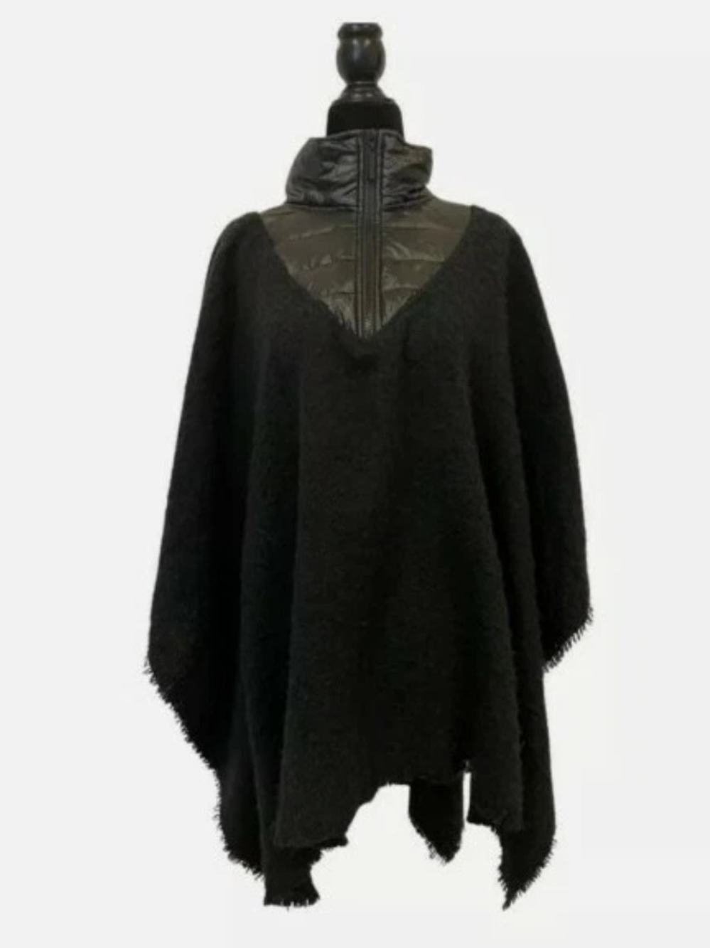 NWT $69 Marc New York Andrew Marc Fleece Pullover Cape Poncho Black One Size